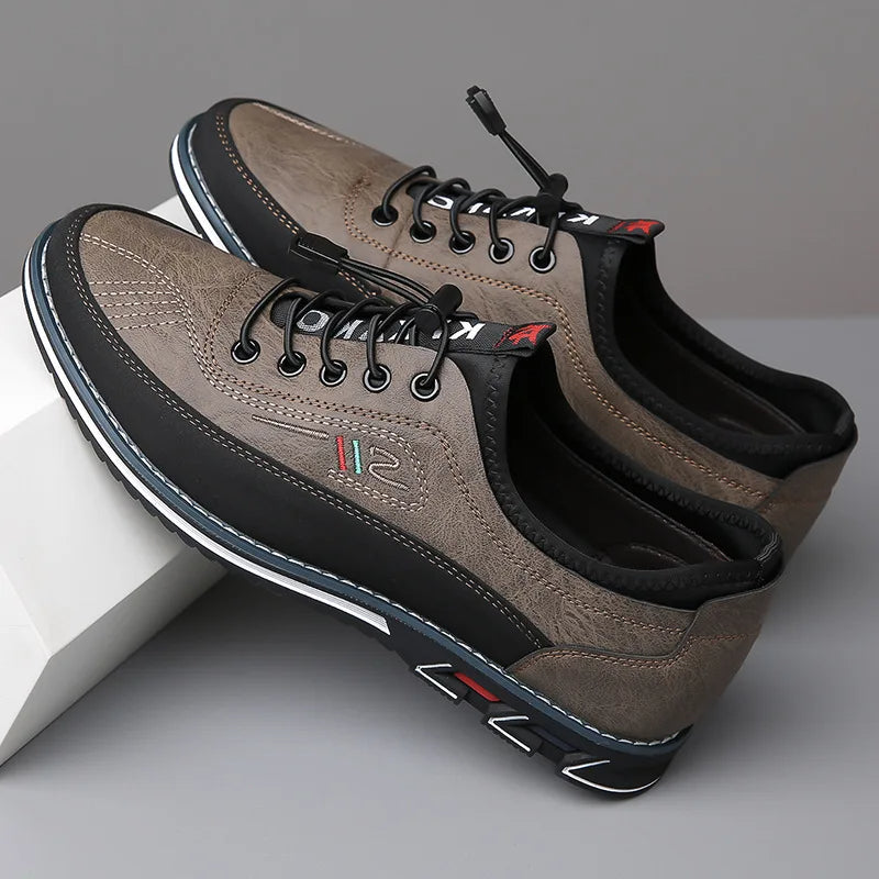 Elegant Oxford Men's Shoes in Premium Leather with Comfortable Insole, Available in Brown, Black, Gray, and Khaki-6