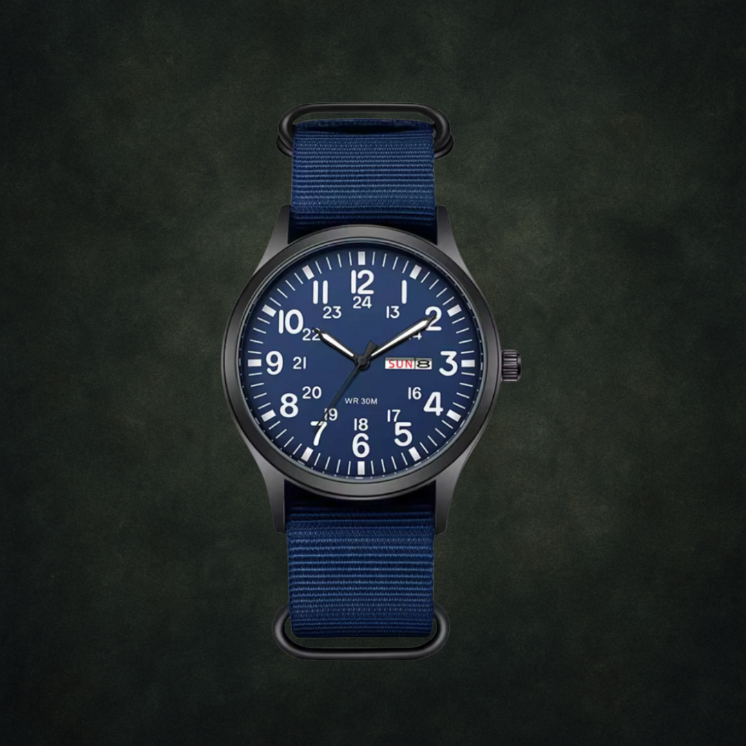 Sturdy Men’s Military-Style Watch – Water-Resistant, Scratch-Resistant, 42mm Dial – Green Black