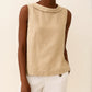 Light women's tank top - round-neck pullover, cotton blend, casual summer wear