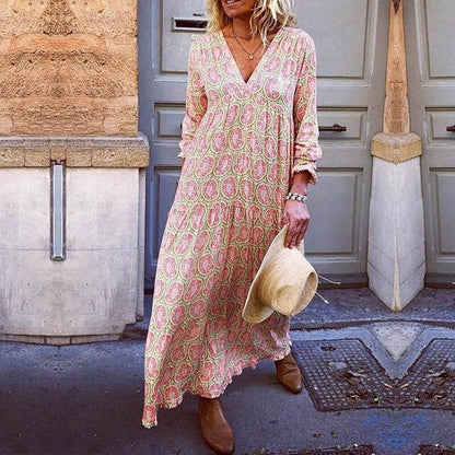 Variant image for Trendy V-Neck Women's Dress with Striking Print for Spring and Summer, Eco-Friendly Fabric, Comfortable Fit, Available in Multiple Sizes-1
