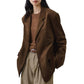 Plush women's blazer - tailored slim-fit, suede, for professional daily office wear
