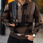 Plush Textured Men's Polo Sweater - Patterned Knit, Cotton