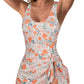 Fast-dry women's one-piece swimsuit - wrap-front, floral print, nylon-spandex blend, for beach