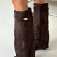 Women’s Supportive Knee-High Boots - Pointed Toe, Suede