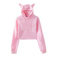 Plush Women's Cropped Hoodie - Boxy Relaxed Cut, Cotton