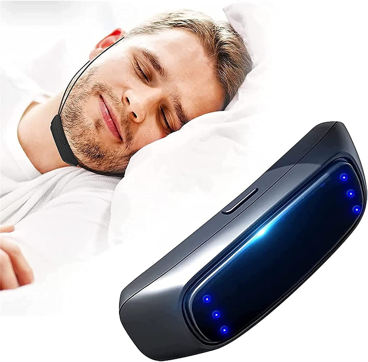 Anti Snoring Chin Strap Sleep Aid - TENS Jaw Stimulation, Flexible Comfort, Fall 2025 Gift