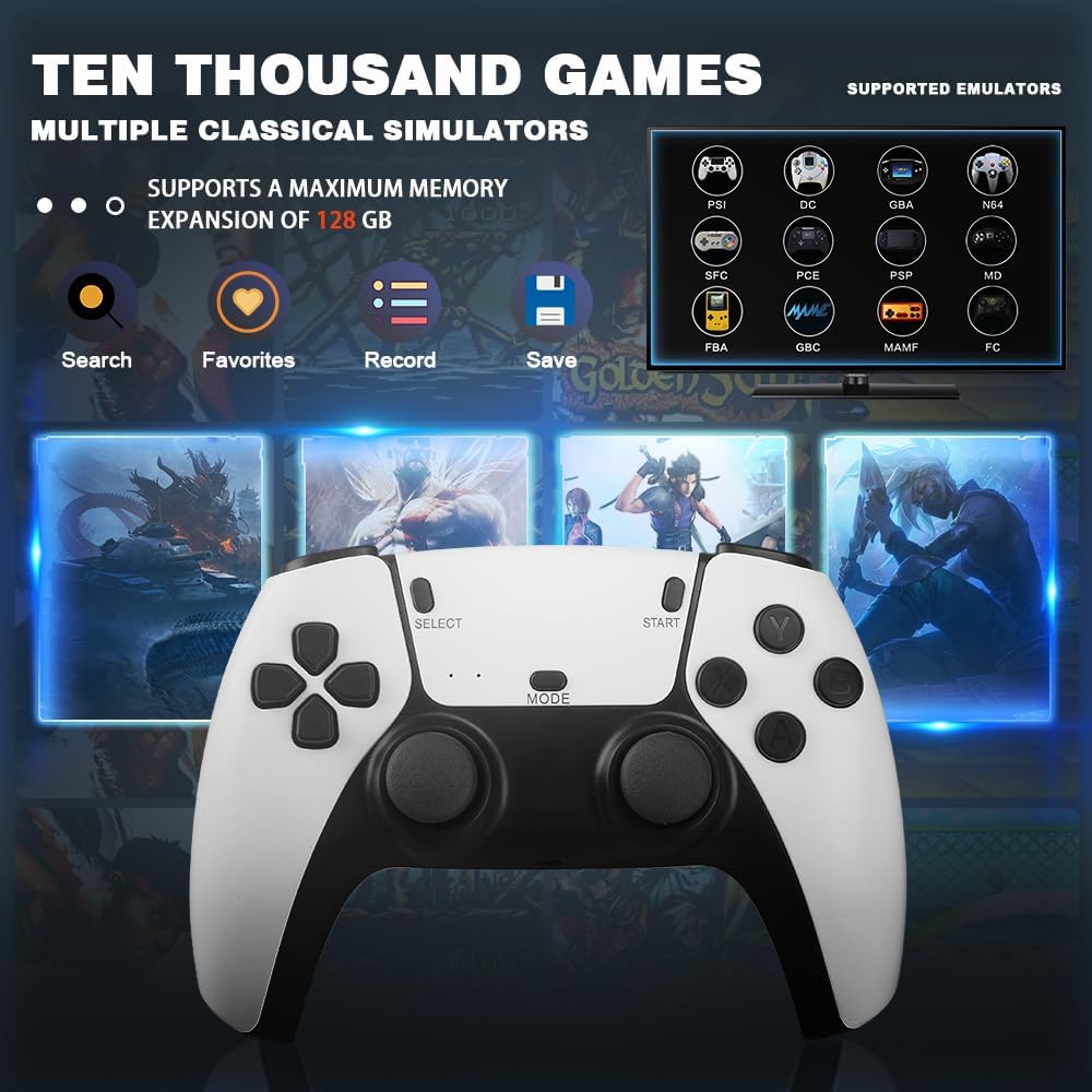 Mini Retro Game Console with 20,000 Timeless Games - 4K HD Output, Dual Cordless Controllers