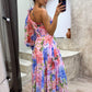 One-Shoulder Floral Women's Dress, Elegant Asymmetrical Summer Dress, Perfect for Wedding Guest and Formal Occasions-2