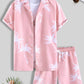 Variant image for Men's Summer Set with Tropical Print, Lightweight Shirt and Shorts, Relaxed Fit for Warm Weather Casual Outings-25