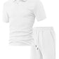 durable textured pattern, polyester, for casual wear – Breathable men's polo shirt and shorts set