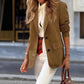 Light Women's Suede-Look Blazer - Structured, Polyester, For Work and Commuting