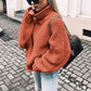 Women Oversized Turtleneck Sweater - Chunky Knit, Winter