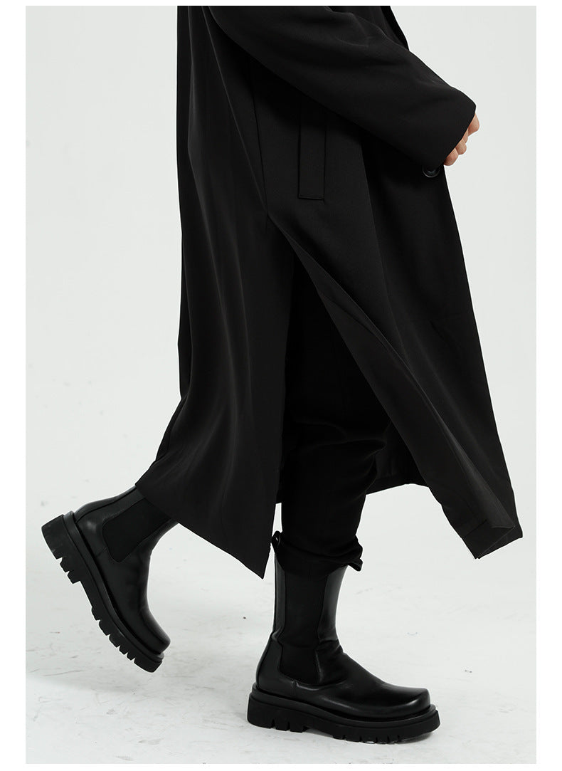 Light Relaxed Men’s Overcoat - Long Polyester Spring