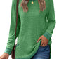 Plush Relaxed Women’s Long Sleeve Pullover - Round Neck Tunic, Cotton Cashmere Knit, Pocketed Mid Length Top For Casual Wear