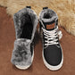Men's Warm High-Top Boots - Lace-Up Leather Fabric, Winter