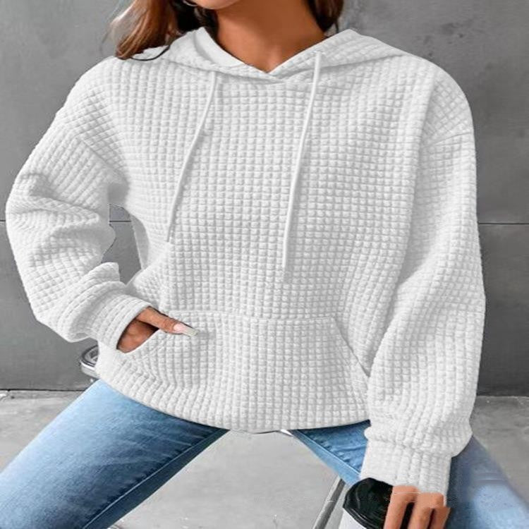Plush Cozy Women’s Hoodie Sweater - Waffle Knit Layering