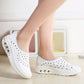 durable Breathable, women's orthopedic slip-on shoes - perforated, cushioned, pu leather, casual wear