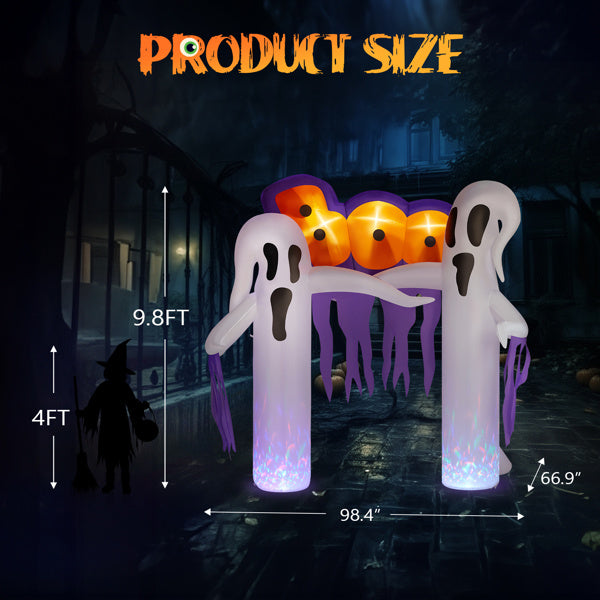 White 9.8ft Ghost Arch Inflatable Halloween Yard Decor