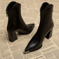 Women's Supportive Ankle Boots - Pointed Toe, Faux Leather