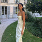 Long Floral Jacquard Bustier Dress for Women - Elegant Wedding Guest Dress and Formal Cocktail Dress-6