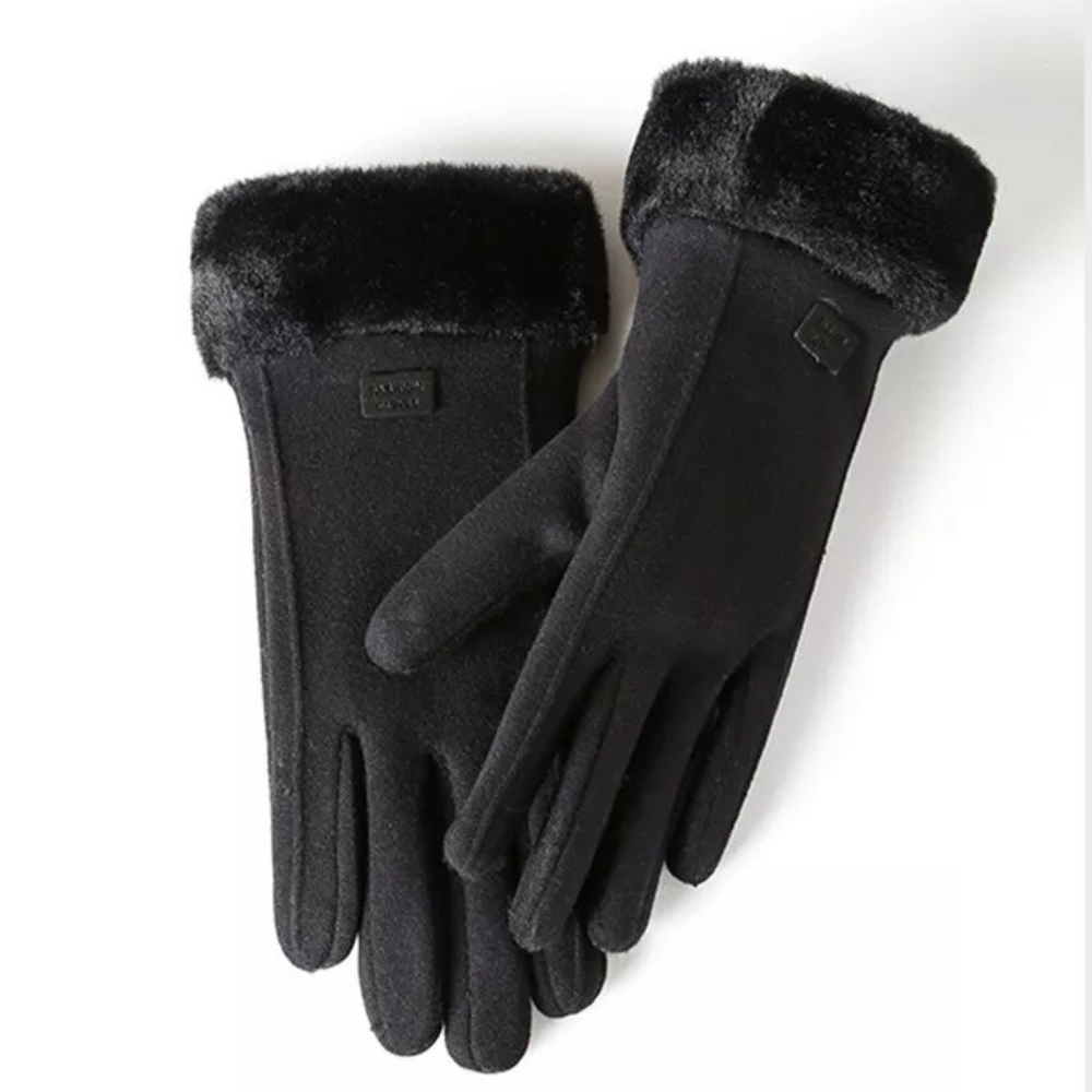 Women’s Windproof Plush Gloves - Slim Tailored, Suede