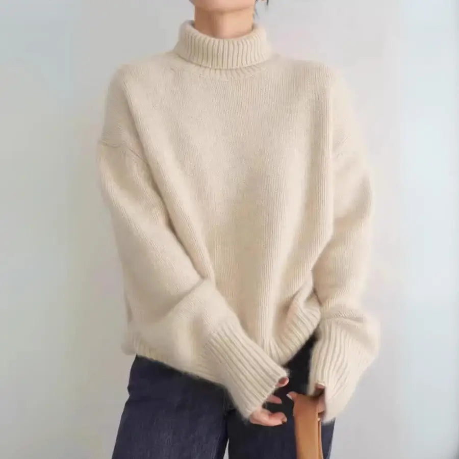 Cashmere Sweater - Plush Oversized Turtleneck Knit for Women