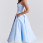 Elegant White Satin Midi Dress with Spaghetti Straps and Tulle Skirt for Women - Perfect for Special Occasions-3
