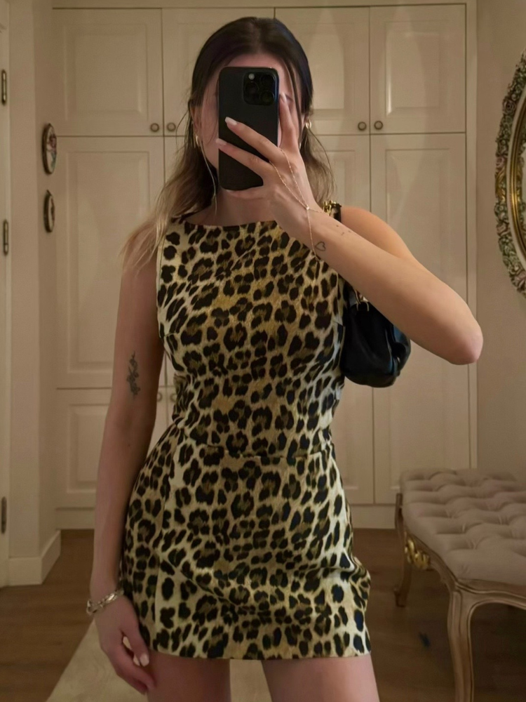 Leopard Print Mini Dress for Women - Stylish Summer Dress with Flattering Fit for Casual and Festive Occasions-4