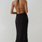 Ethereal Halter Maxi Dress in Soft Nude with Pleated Layers - Elegant Long Dress for Women, Full-Length Design-6