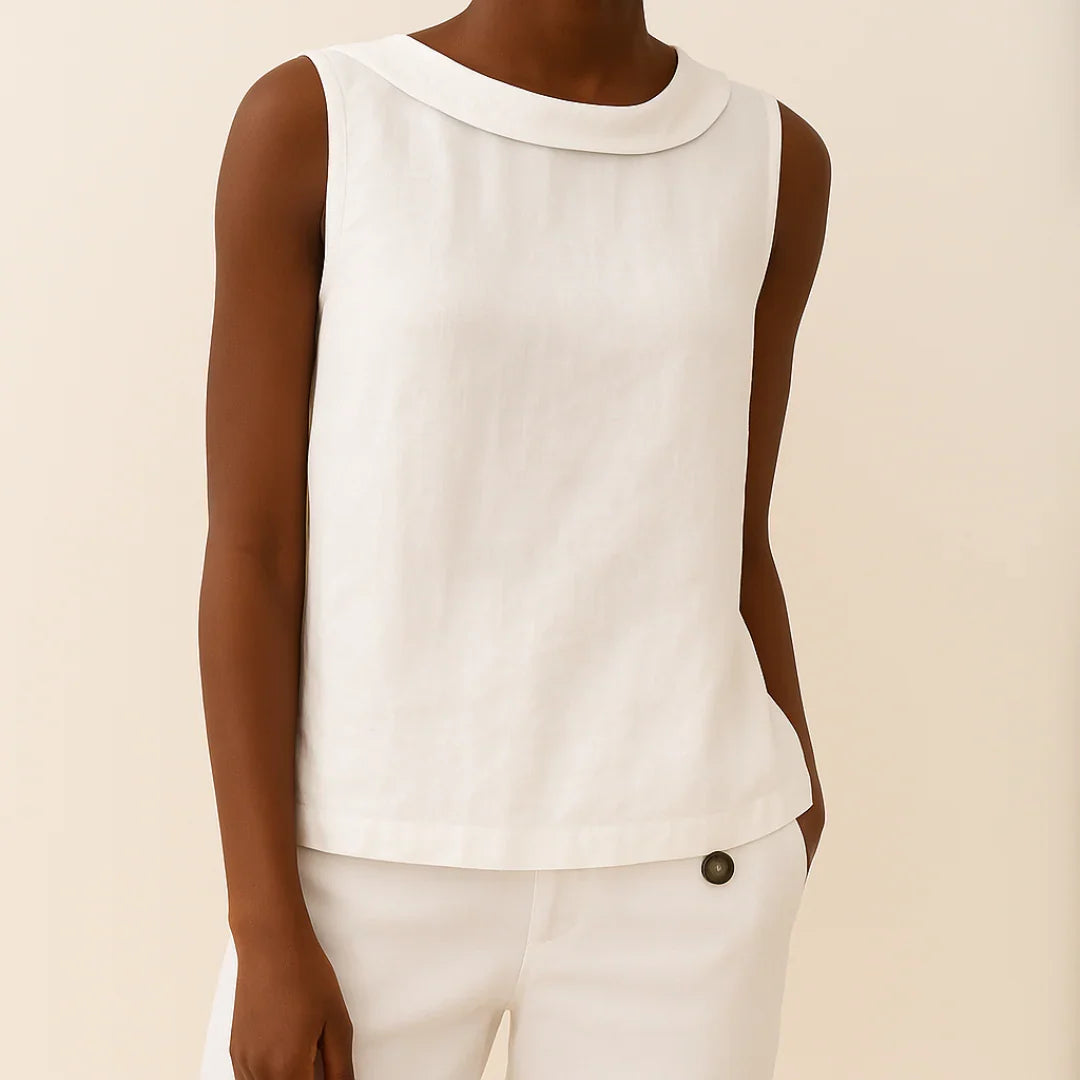 Light women's tank top - round-neck pullover, cotton blend, casual summer wear