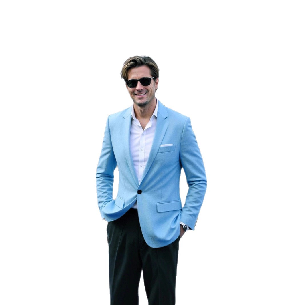 Slim-Fit, Patch Pockets With Flaps, Polyester Blend, Casual Wear – Fitted Men's Blazer