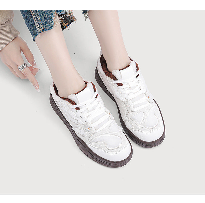 Light women's sneakers - casual campus mid-cut, suede, lamb cashmere lining for daily wear