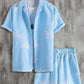 Men's Summer Set with Tropical Print, Lightweight Shirt and Shorts, Relaxed Fit for Warm Weather Casual Outings-3