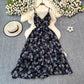 v-neck strap, adjustable waist, floral print, for summer – Light women's dress