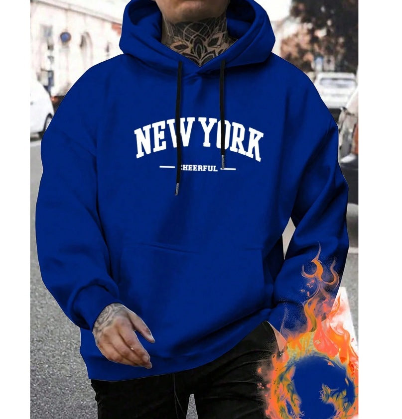 Casual Oversized Mens Hoodie - Pullover Polyester, Urban