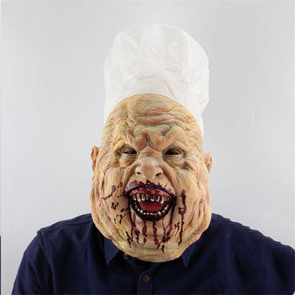 Chef Halloween Mask Full Face Bloody Horror Mask Adult