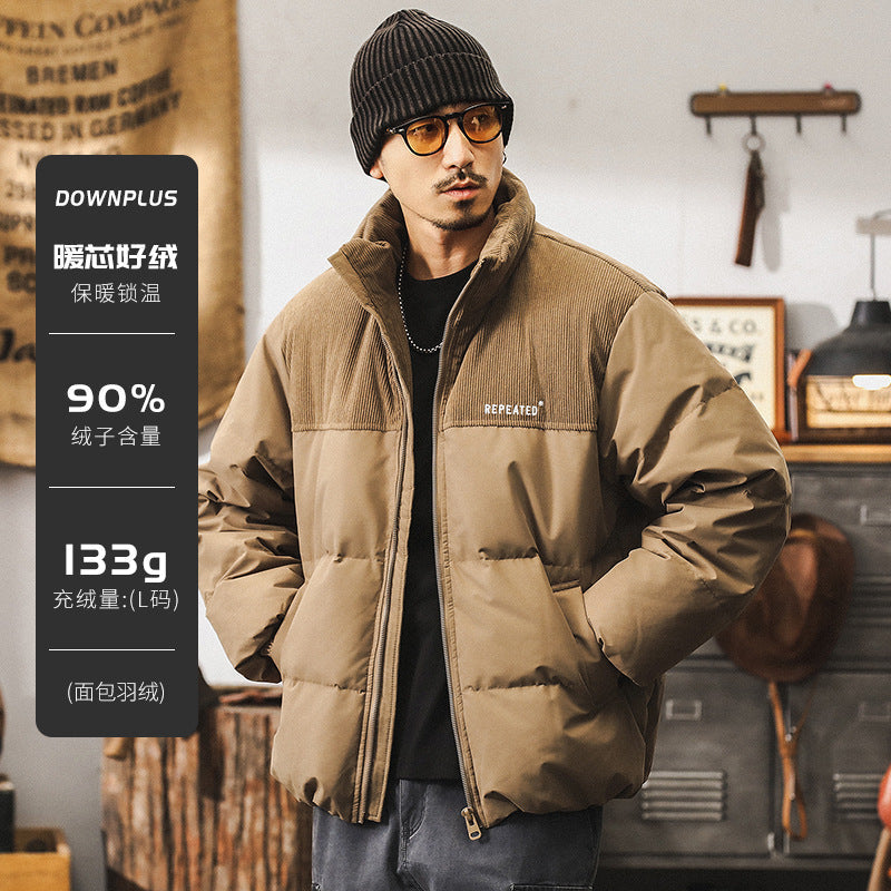 Mens Insulating Puffer Jacket - Corduroy Yoke, Duck Down