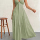 Sleeveless Long Summer Dress, Summer 2026 Trend, Vacation Ready – Backless Halter Suspender Maxi Dress