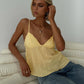 Airy Cotton Tank Top for Women with Lace Details and Adjustable Straps, Summer Going Out Top in Sweet Lemonade-1