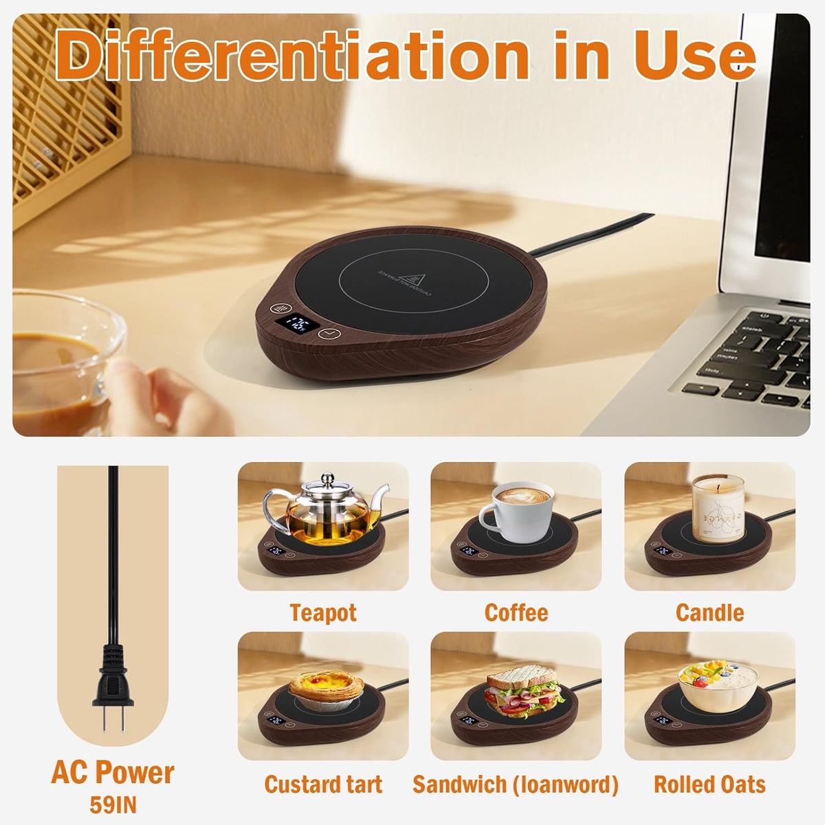 Coffee2025 Edition Mug Warmer Kit With 5.5 Inch Heating Plate, Touch Controls, 3 Temperature Levels, 4 Hour Auto Off, Back to School Gift