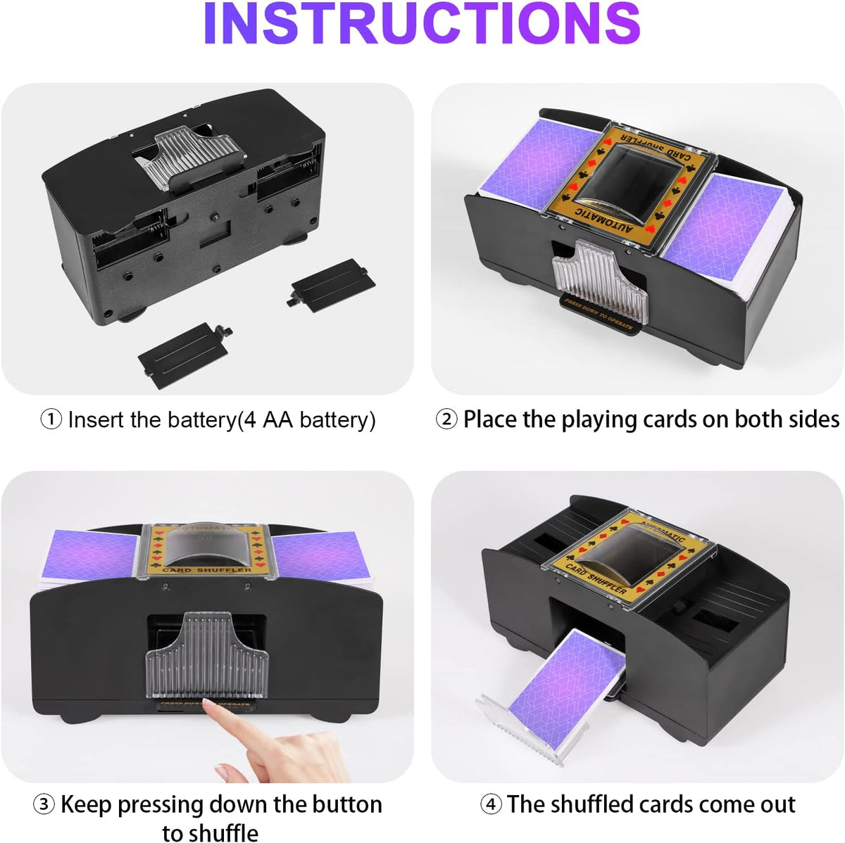 Card Automatic Shuffler - Two-Deck Capacity, Battery-Powered Tabletop Poker Shuffler, Fall 2025 Gift
