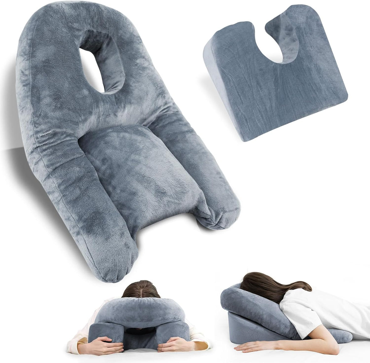 Down Face Pillow Blue Plush Recovery Pillow For Post Op Eye And BBL Surgery Gentle Support During Healing