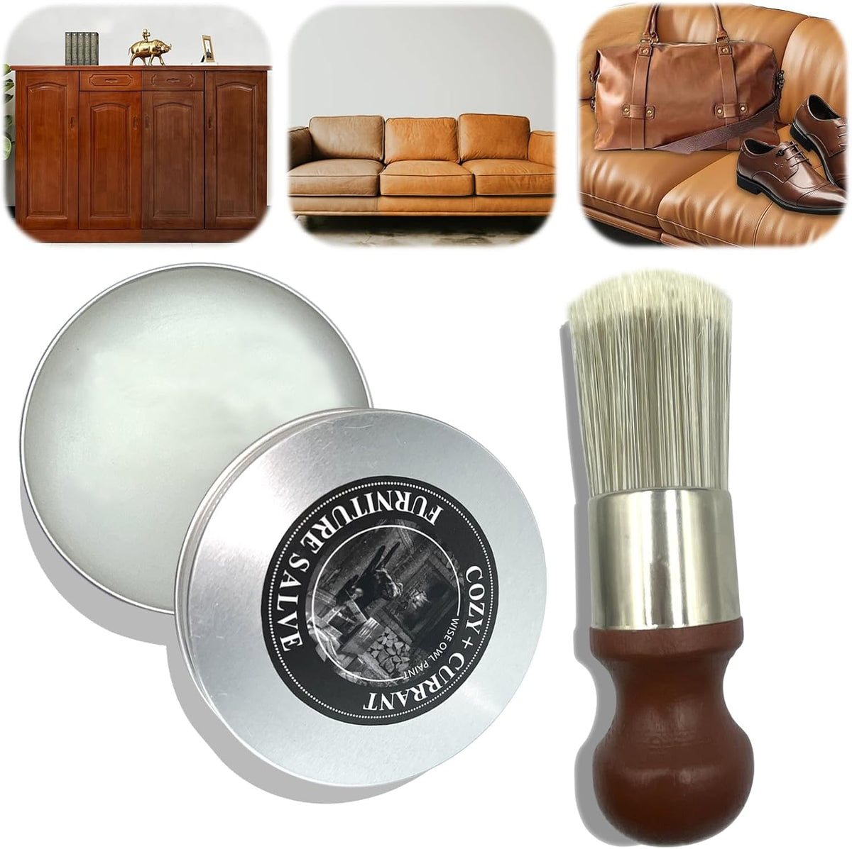 Leather Maintenance Kit With Salve And Brush For Leather And Wood Furniture Maintenance Restores Shine Fall 2026 Household Maintenance