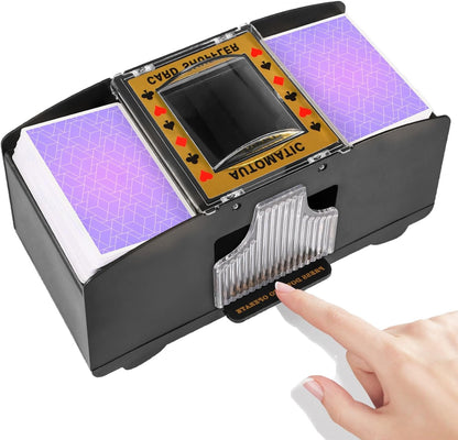 Card Automatic Shuffler - Two-Deck Capacity, Battery-Powered Tabletop Poker Shuffler, Fall 2025 Gift