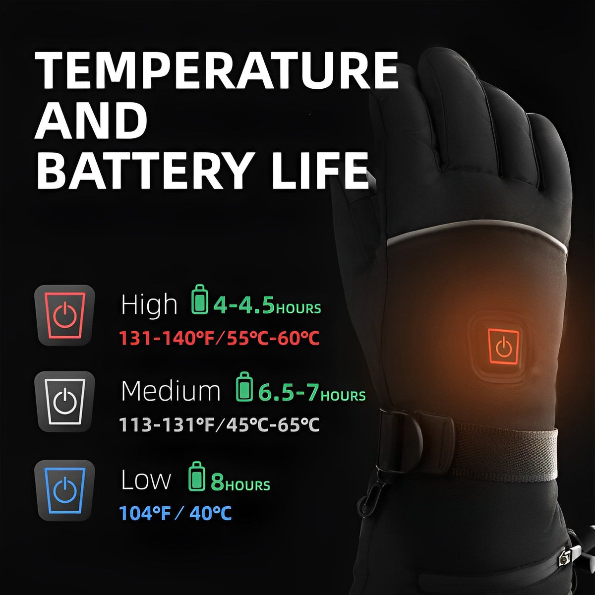 Gloves Heated Battery Heated Winter Gloves 8 Hour Warmth