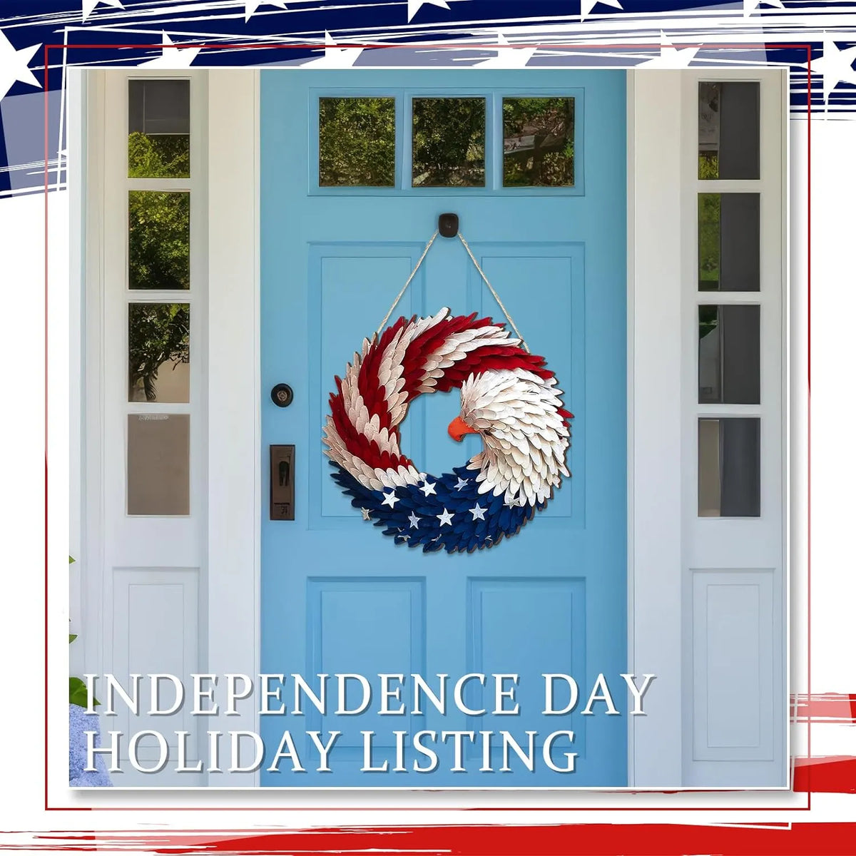 Patriotic Wreath 12 Inch Eagle Door Decor Independence Day And Easter Themed Organic Wood Finish Gift Idea