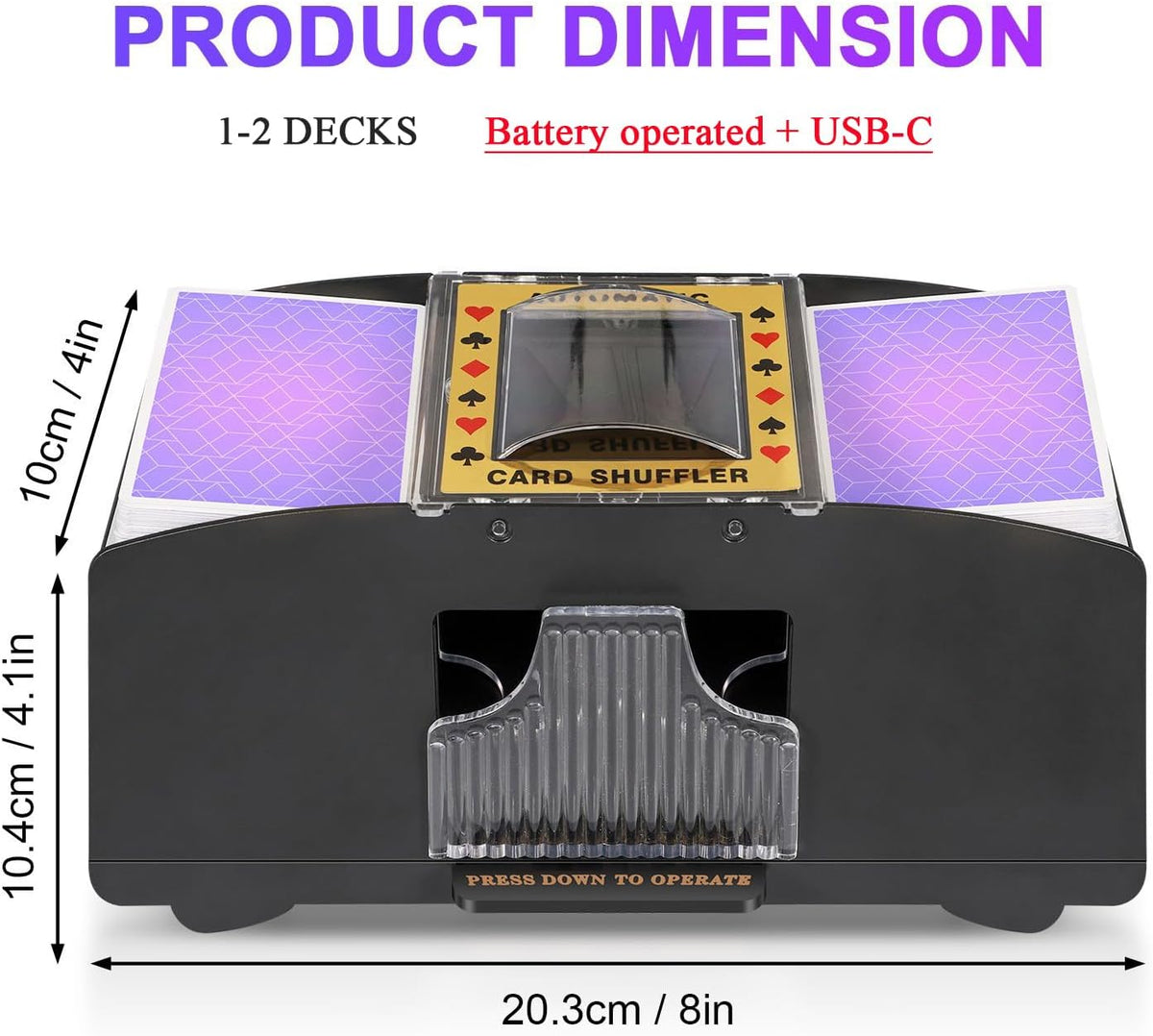 Card Automatic Shuffler - Two-Deck Capacity, Battery-Powered Tabletop Poker Shuffler, Fall 2025 Gift