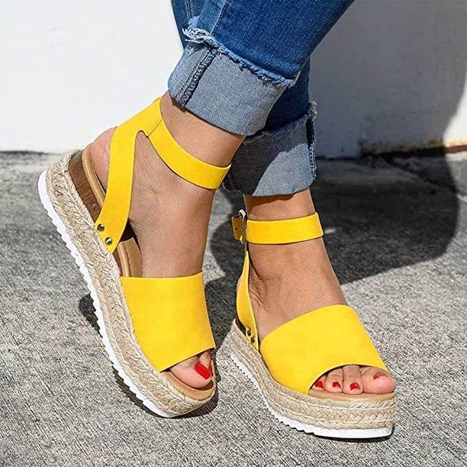 Variant image for Women's Faux Suede Platform Sandals with Adjustable Ankle Straps, Open Toe, 2 Espadrille Height-37