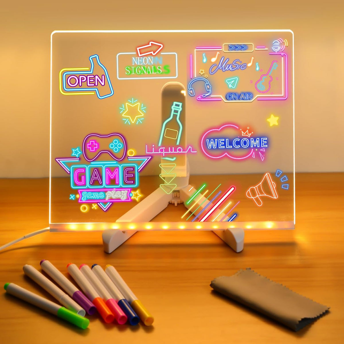 Bright LED Acrylic Message Board - Erasable USB Drawing Board for Kids, Great for Birthday Gifts & Bar Advertising