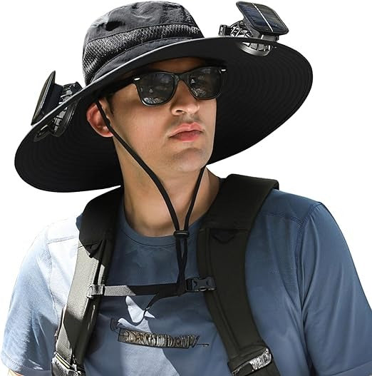 Powered Solar Sun Hat With Dual Fans Outdoor Cooling Gear Summer 2025 Keeps You Cool